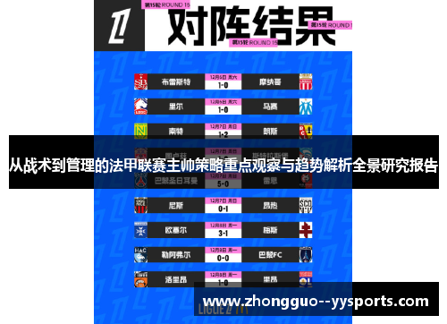 从战术到管理的法甲联赛主帅策略重点观察与趋势解析全景研究报告